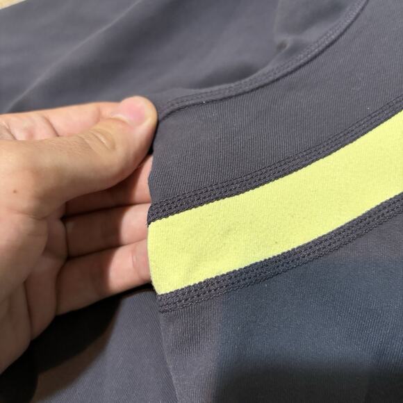 Lululemon Define Jacket Womens 12 Grey Yellow Neon Full Zip Thumb Holes Gym - Picture 2 of 9